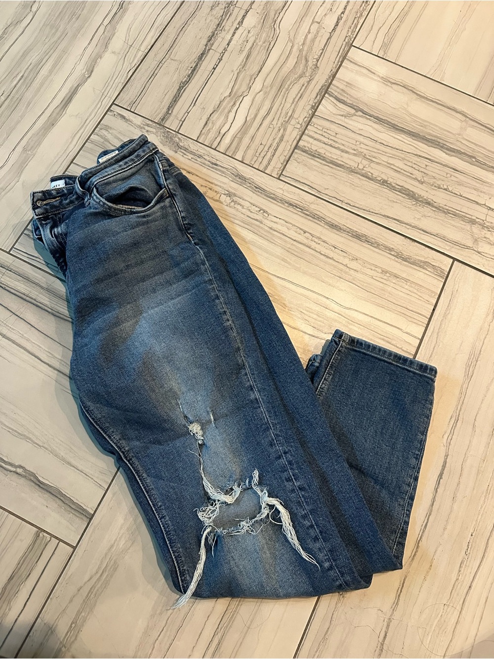 Women’s Distressed Flying Monkey Blue Denim Jeans